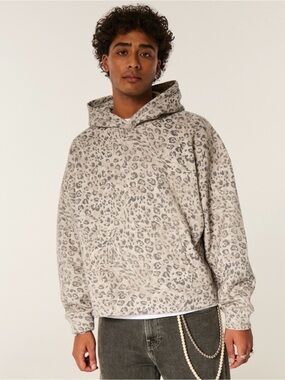 Hollister Baggy Cinch Leopard Print Hoodie